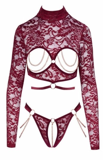 Velvet Desire komplet z otwartym topem i stringami