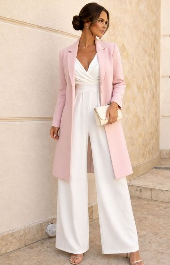 Bicotone elegancki kombinezon z zakrytymi ramionami