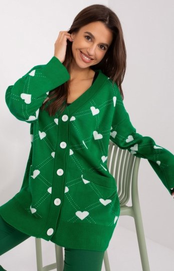 Merribel zielony sweter w serduszka 