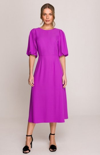 Stylove S399 sukienka z bufiastymi rękawami fioletowa 