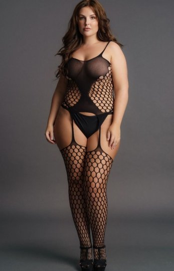 Zmysłowe bodystocking Fence plus size