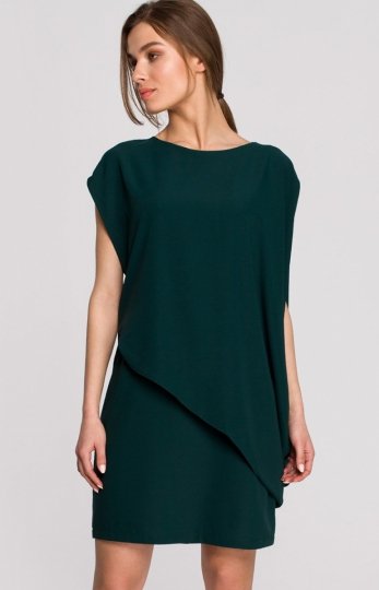 Elegancka sukienka mini warstwowa zielona S262