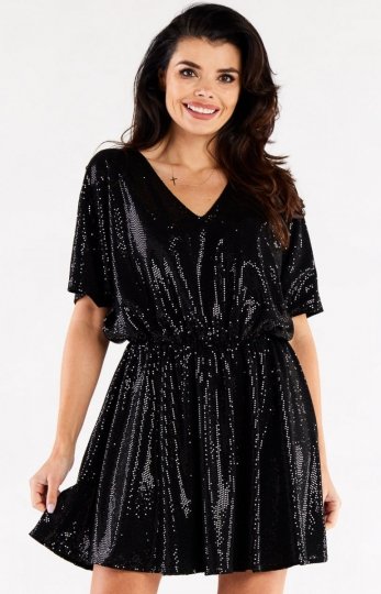 Oversizowa czarna sukienka A561