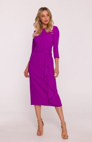 Stylove S425 sukienka z falbaną lawendowa 