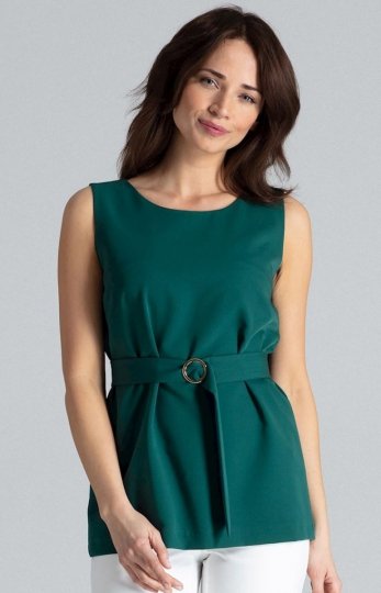 Elegancka zielona bluzka bez rękawów L041