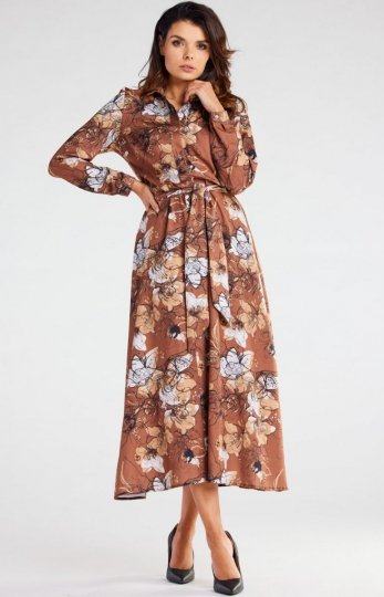 Awama sukienka maxi z nadrukiem A467 brown