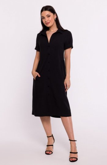 Bewear B282 sukienka koszulowa czarna 