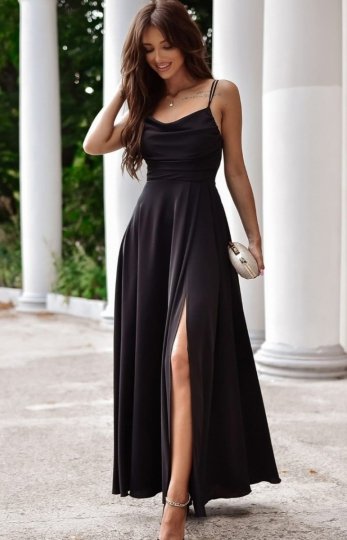 Duet Valeria maxi sukienka z wiązaniem czarna