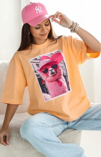 Oversizowy t-shirt damski lama