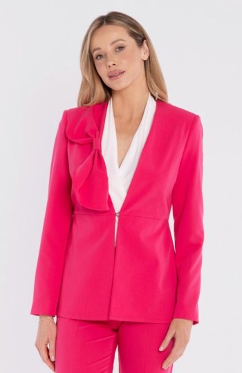 Stylove S432 marynarka z ozdobną kokardą różowa 