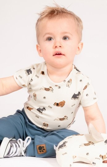 Bawełniane body krótki rękaw pieski