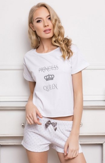 Aruelle Piżama damska Princess Queen Short Dots & White
