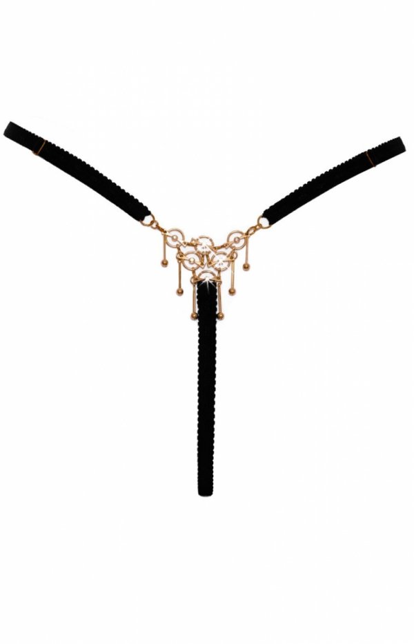 Biżuteryjne elastyczne stringi damskie tył