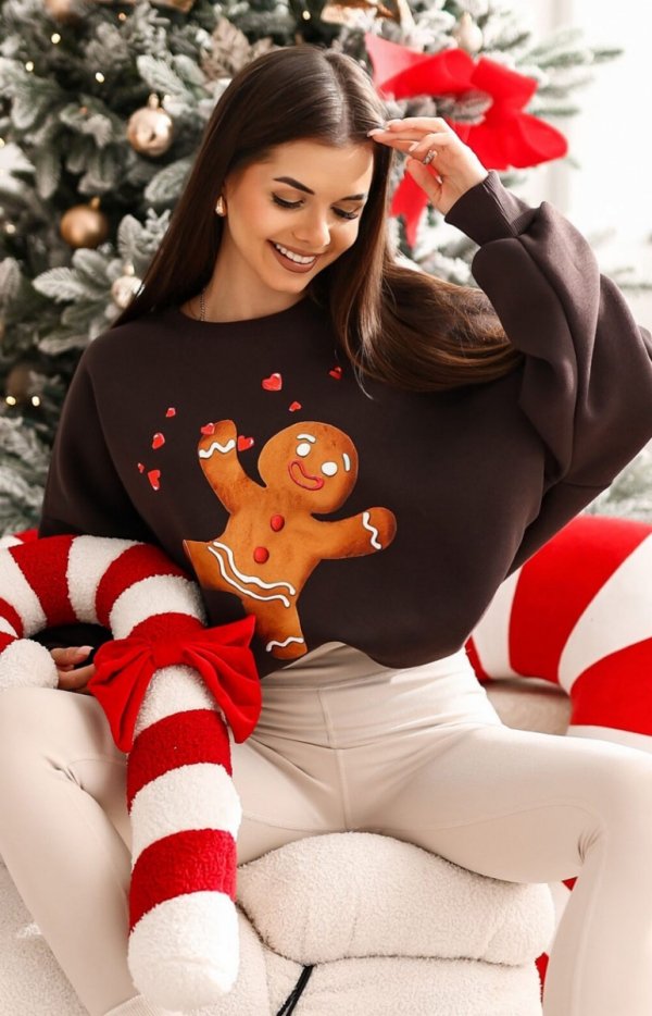 Bluza damska z nadrukiem Ciasteczka z bajki Shrek brązowa