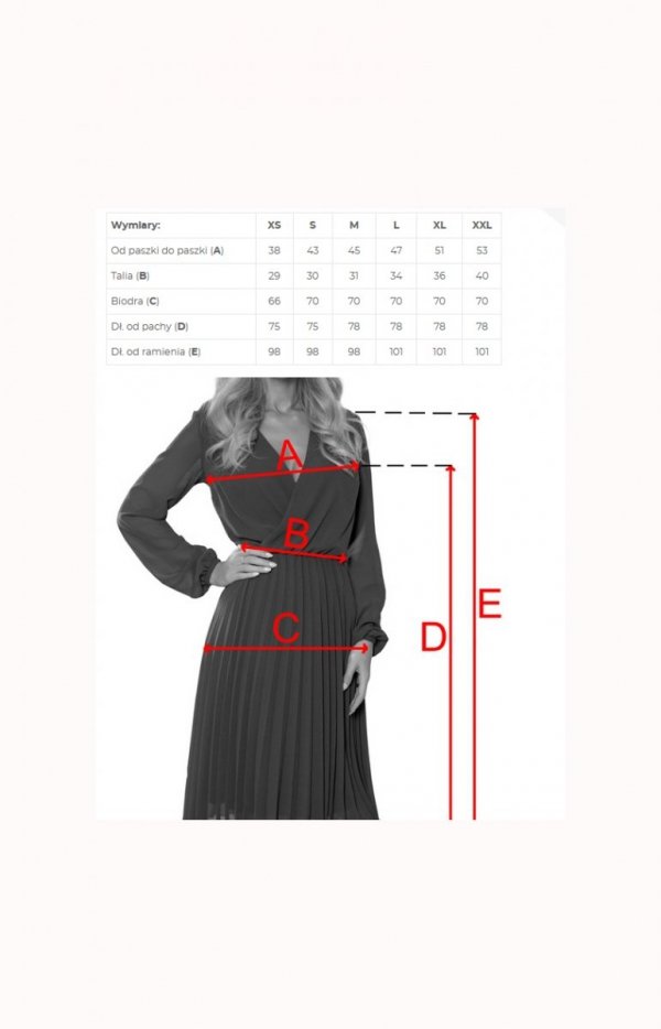 Numoco Isabelle plisowana sukienka czerwona tabela