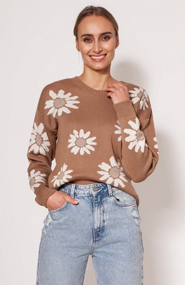 MKM SWE302 wiosenny sweterek mocca 