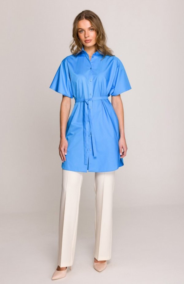 Stylove S402 bawełniana koszula oversize niebieska 