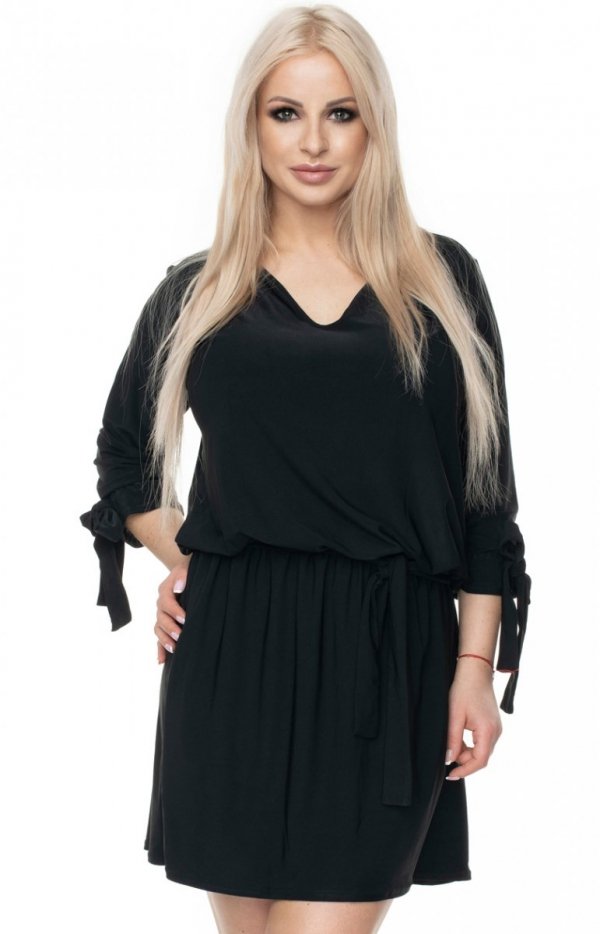 Mini sukienka z wiązaniem 0115 czarna