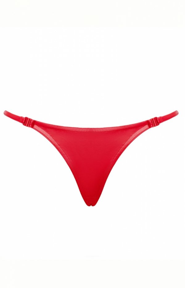 Noir P013 Powerwetlook czerwone stringi
