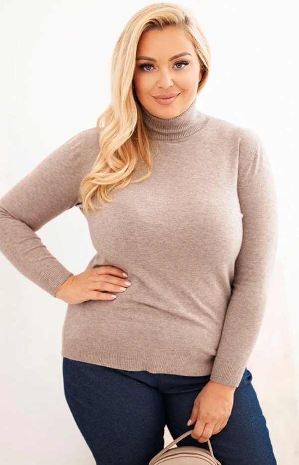 Sweter damski wiskozowy Plus Size z golfem fango