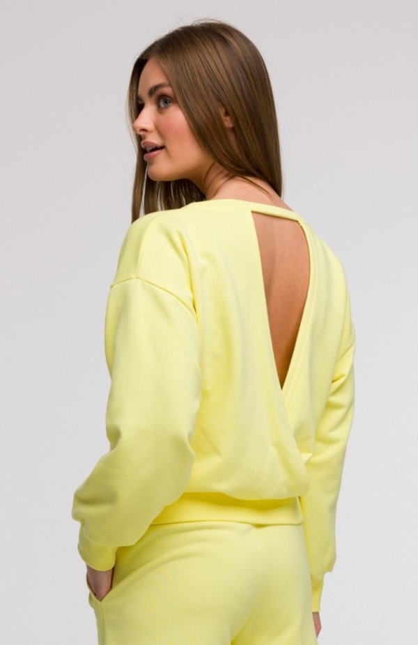 Bewear B293 bluza z otwartymi plecami cytrynowa tył