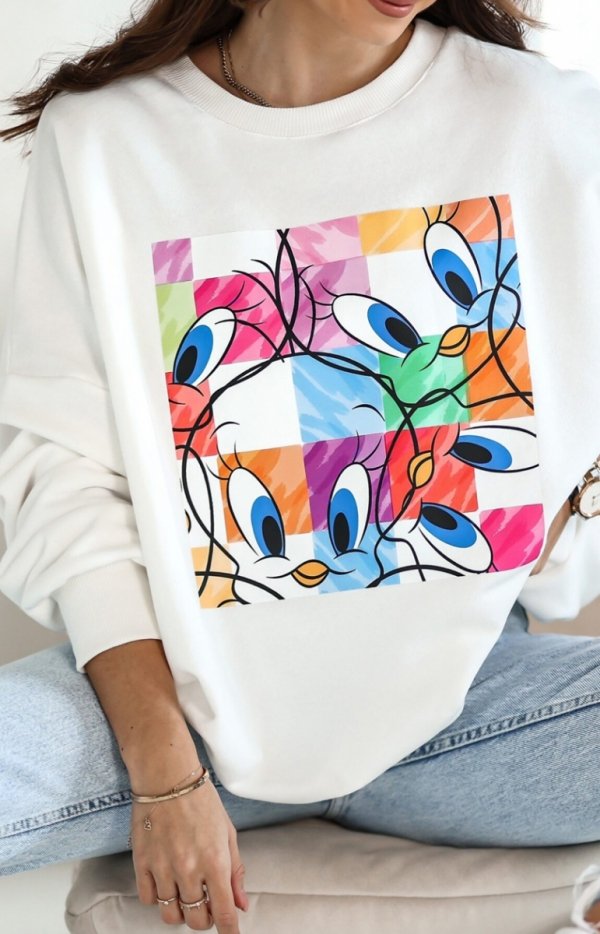 Oversizowa bluza damska Tweety Nowy ecru-1