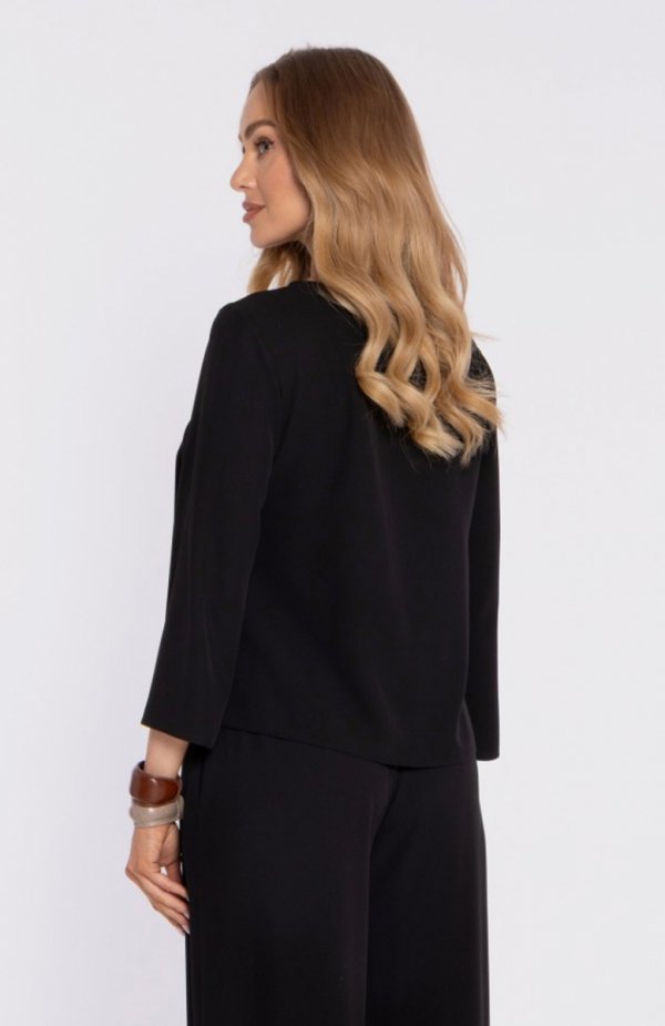 Moe elegancka bluzka z luźnymi rękawami czarna M905 tył