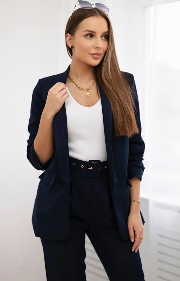 Komplet elegancki marynarka ze spodniami granatowy-2