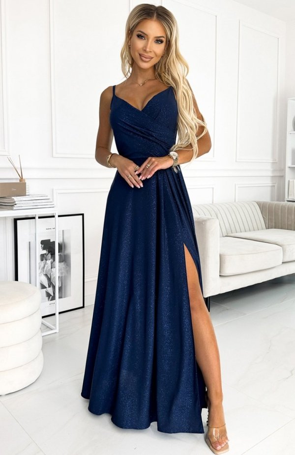 Numoco 299-10 CHIARA elegancka maxi suknia na ramiączkach 
