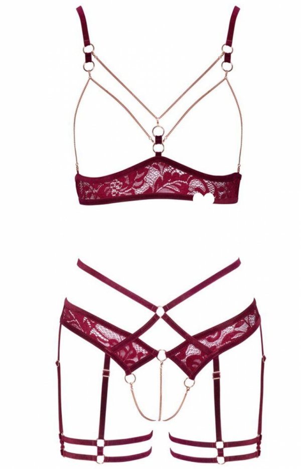Velvet Chains komplet bielizny z otwartym krokiem