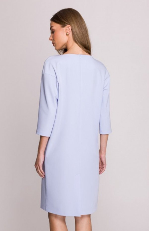 Stylove S394 sukienka z łezką w dekolcie błękitna tył