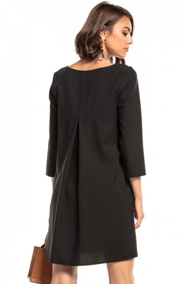 Tessita T322 oversizowa sukienka mini czarna tył
