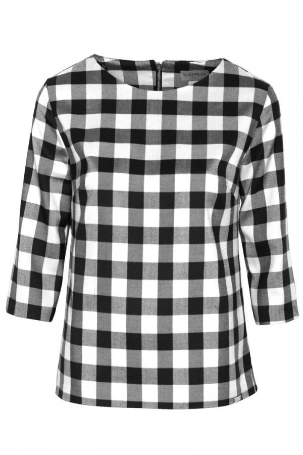 Katrus K261 bluzka czarna kratka