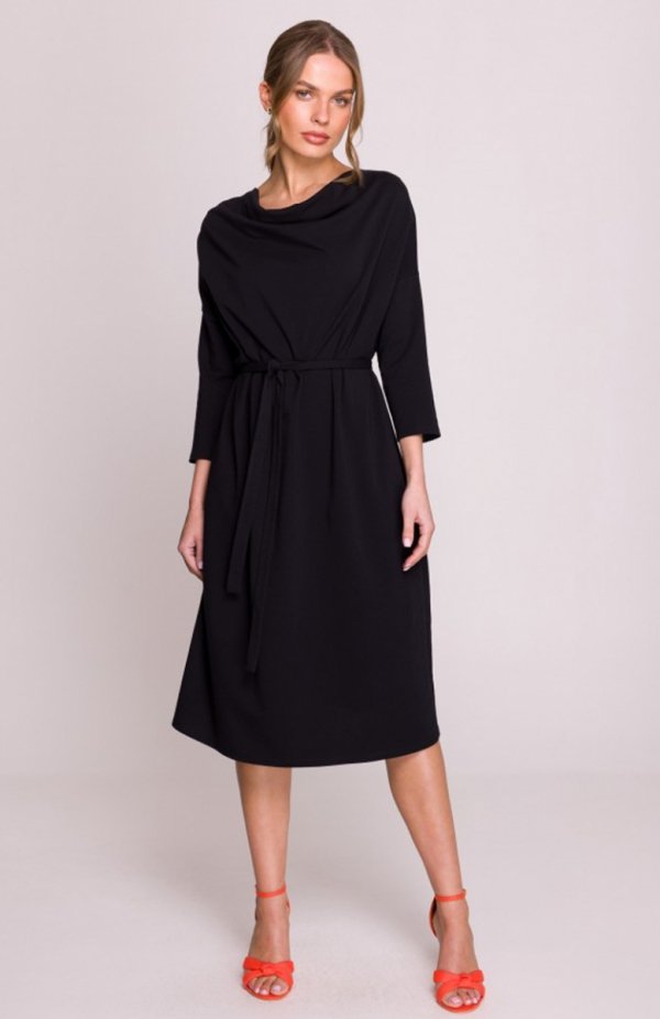 Stylove S403 sukienka oversize z modalu czarna 