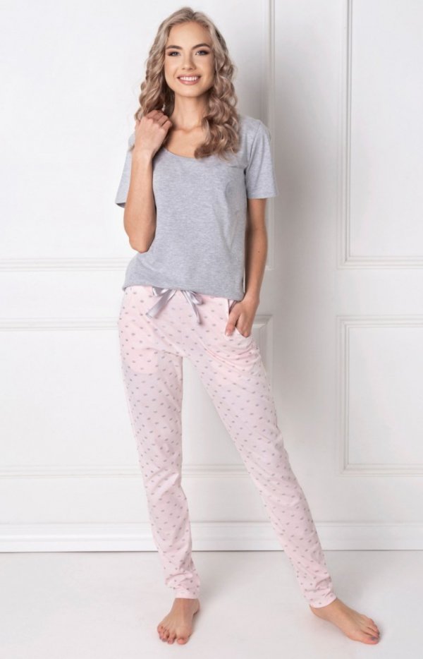 Aruelle Q Long piżama szaro-różowa