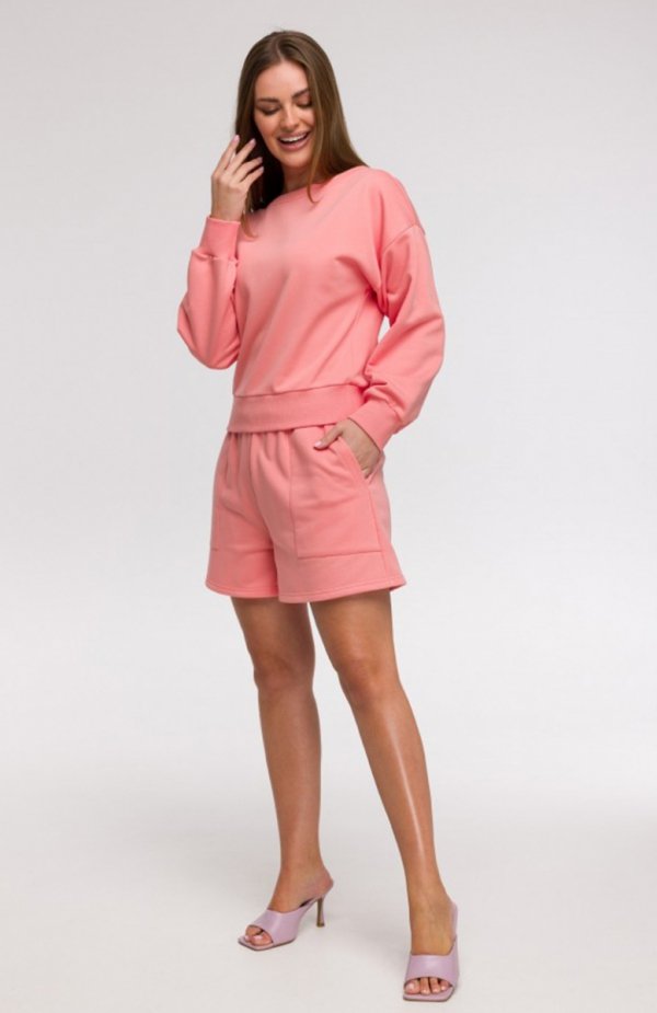 Bewear B293 bluza z otwartymi plecami koralowa 