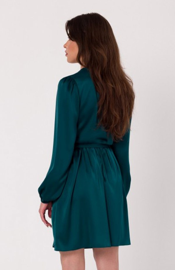 Makover sukienka rozkloszowana zielona K175 tył
