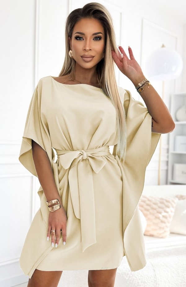 Numoco 287-28 SOFIA kobieca sukienka motyl z wiązaniem w pasie 