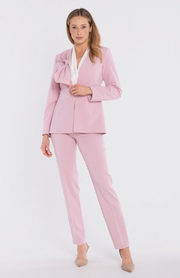 Stylove S432 marynarka z ozdobną kokardą liliowa 