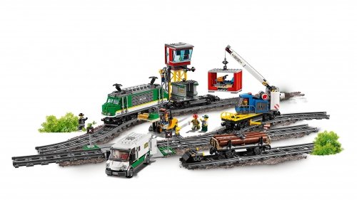 LEGO City 60198 Pociąg Towarowy Kolejka Tory Rozładunek 1226 Klocki 6+