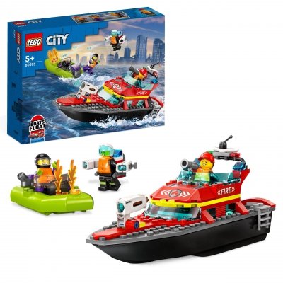 LEGO City 60373 Straż Pożarna na wodzie Łódź Strażacka Ponton 144 klocki 5+