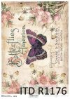papier decoupage kwiaty, motyl*Paper decoupage flowers, butterfly