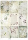 Seria Flower Post - White, Kwiatowa Poczta w bieli, miniatury*Series Flower Post - White, Flower Post in white, fruit flowers, forget-me-nots, pansies, lily of the valley, camomile, collage, inscriptions, letters, writing