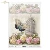 retro, kwiat, róża, róże, motyl, ćma, ćmy, klatka dla ptaków, pastelowe tło, R759, retro, flower, rose, butterfly, moth, birdcage, pastel background, Retro, Blume, Rose, Schmetterling, Motte, Vogelkäfig, Pastell Hintergrund, retro, flor, rosa, mariposa, p