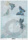 Decoupage Papier mit alten Rahmen, Schmetterlinge, Rose, Vintage*Papel decoupage con marco antiguo, mariposas, rosa, vintage*Декупаж бумага со старой рамкой, бабочки, роза, винтаж