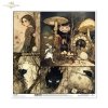 Alicja, grzyby, Kot, oczy kota, Biały Królik, mroczny krajobraz, kot na drzewie*Alice, mushrooms, Cat, cat's eyes, White Rabbit, dark landscape, cat in a tree