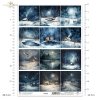 krajobraz nocą, widoczki, zimowa sceneria, sowa, lis, królik, domek, gwiazdy na niebie*landscape at night, views, winter scenery, owl, fox, rabbit, house, stars in the sky*Landschaft bei Nacht, Ansichten, Winterlandschaft, Eule, Fuchs, Kaninchen, Haus, St