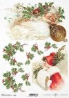 Mikołaj, Broda Mikołaja, pomocnica Mikołaja, Śnieżynka, dekoracje świąteczne, vintage, retro, kobieta, kobiety, klimat świąt Bożego Narodzenia, Boże narodzenie, wesołych świąt, ostrokrzew, R782, Santa Claus, Santa's beard, Santa's helper, Snowflake, Chr