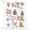 Święty Mikołaj, konik na biegunach, miś, śnieżynka, prezent, choinka, elementy do wycinania, 3d effect*Father Christmas, rocking horse, teddy bear, snowflake, gift, Christmas tree, cut-outs