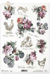 wielkanoc, kwiat, kwiaty, kura, kury, zając, zające, retro, vintage, R067, Easter, flower, flowers, hen, chicken, hare, hares, retro, vintage, Pascua, primavera, flores, gallinas, liebres , Ostern, Frühling, Blumen, Hühner, Hasen 